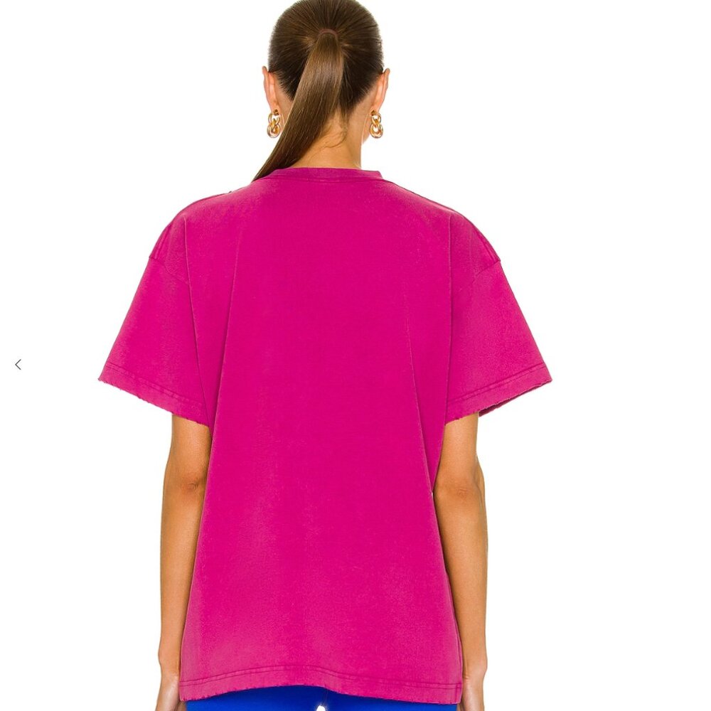 NWT Balenciaga Distressed Oversized Unisex T-Shirt Dark Fuchsia Small Cotton - Picture 4 of 11